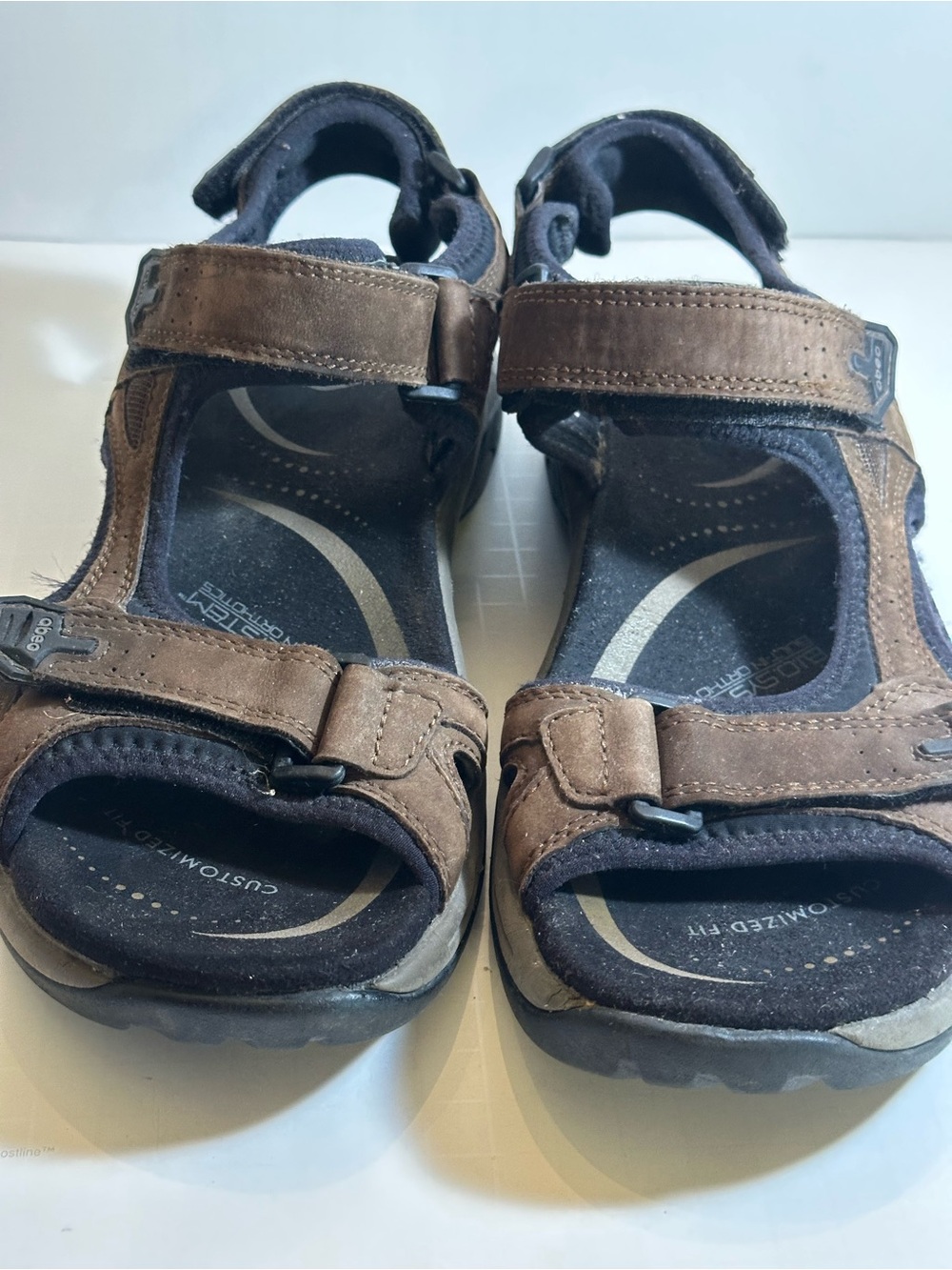 Abeo Brown Leather Comfort Sandals Mens 11 Orthopedic Walking - Picture 2 of 11